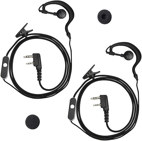 2-Pack K Type Wired Headset Earpiece with Mic for Global-PTT G0 Walkie Talkies POC Radios