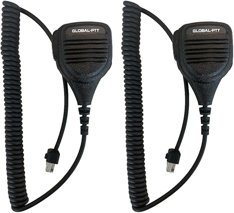 2-Pack Handheld RJ45 Microphone with Coiled Cord for Global-PTT V1 Car PoC Radios Walkie-Talkies